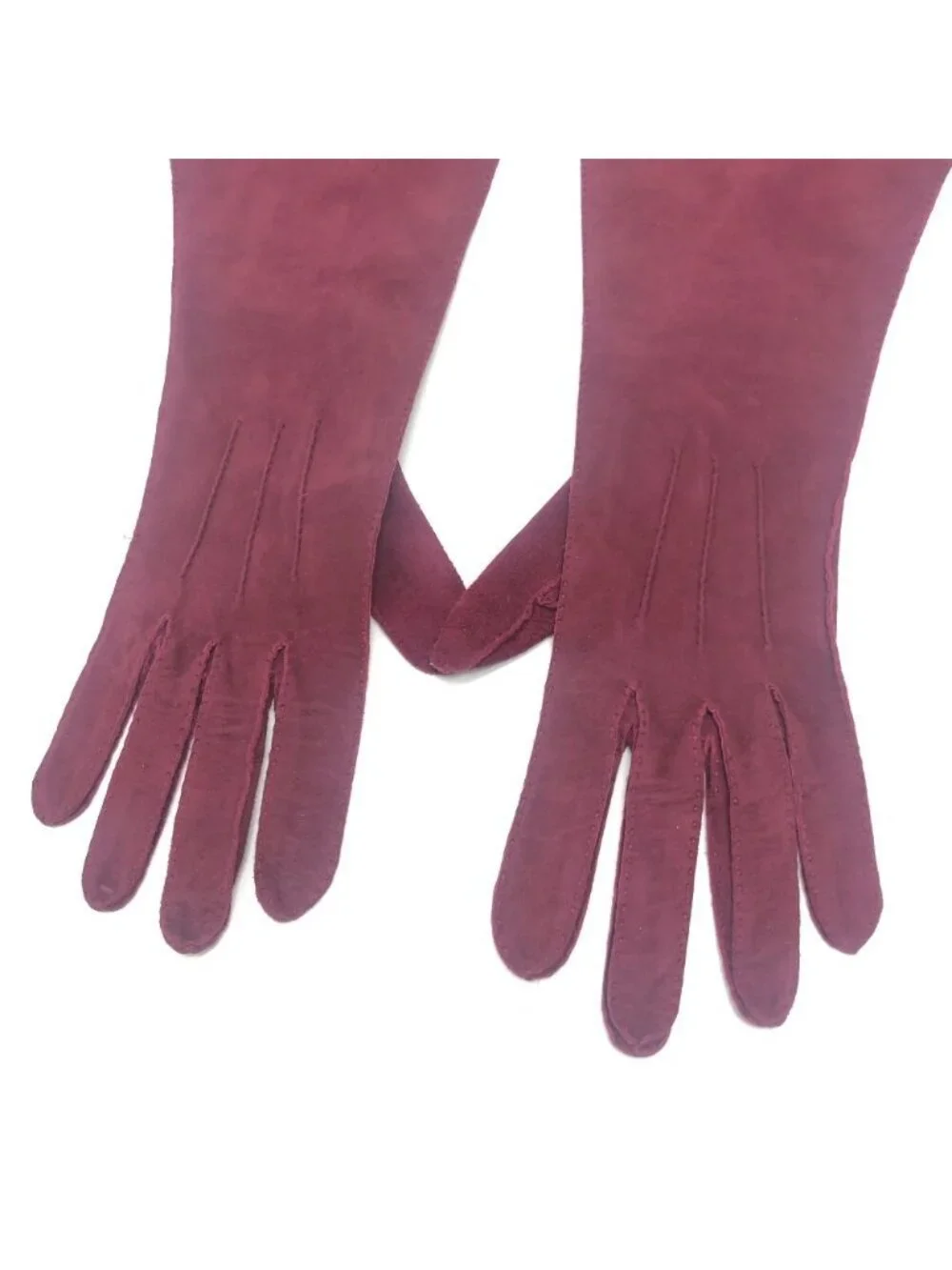 Chanel Gloves CC Logo Suede Wine